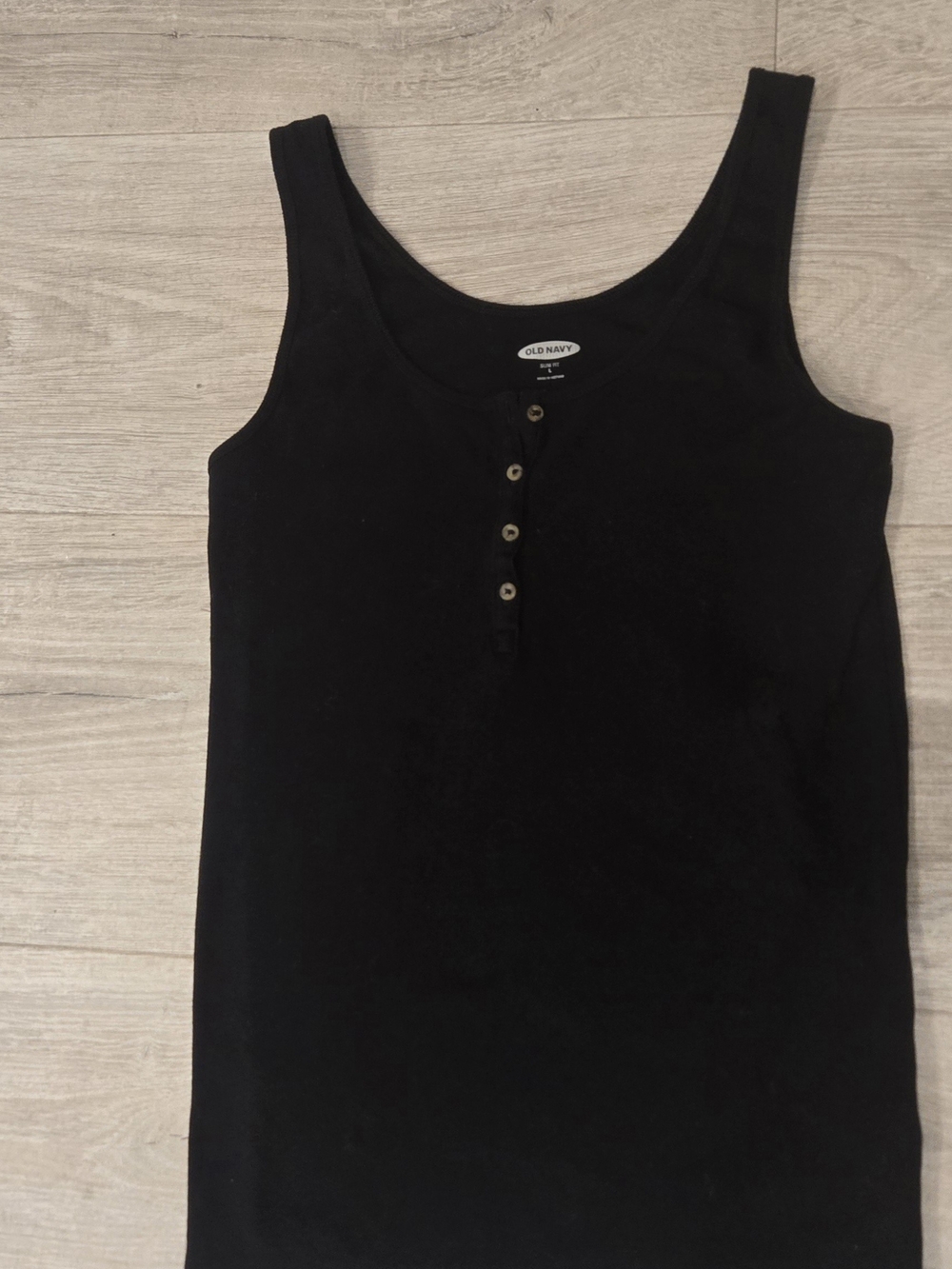 Old Navy Black Scoop Neck Tank with Button Placket